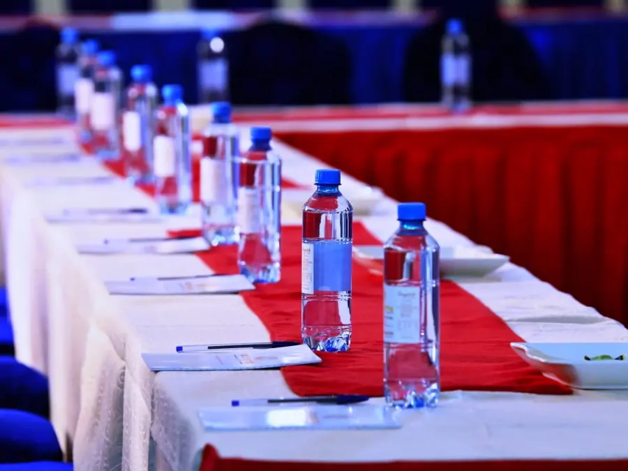 Conference hall laid out for a meeting